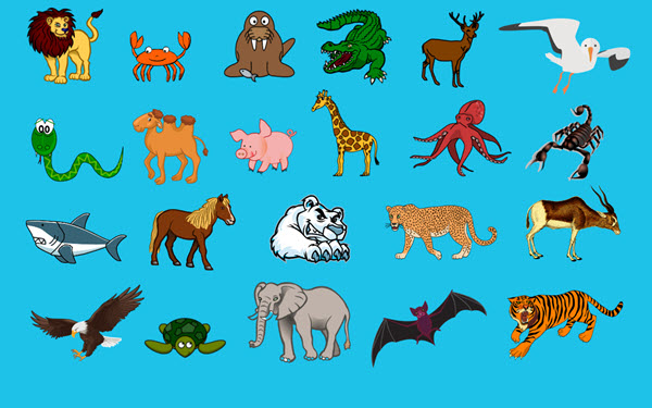 Image of animals used in the H5P game